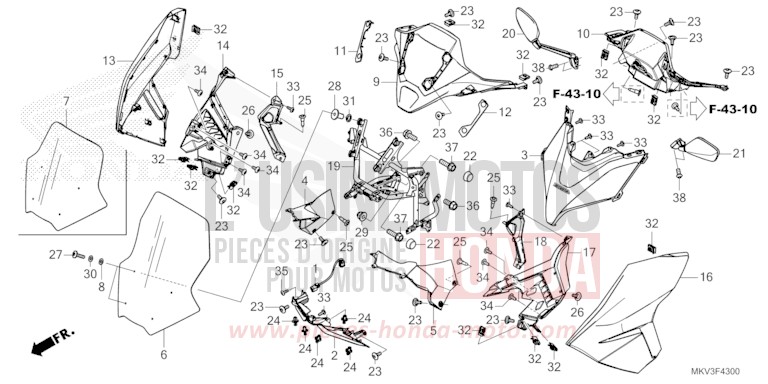 CAPOT AVANT/MIROIR de Forza 750 MAT BALLISTIC BLACK METALLIC (NHA86) 2024